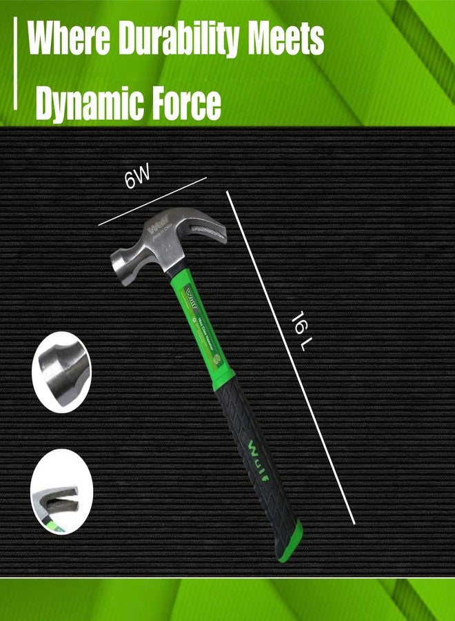 WULF 500g (16oz) Claw Hammer | Heavy Duty Steel Head with Fiberglass Handle | 2-in-1 Flat & Claw Hammer for Nail Removal & Striking | Carpenter Tools for Woodwork, DIY, Home & Professional - Image 4